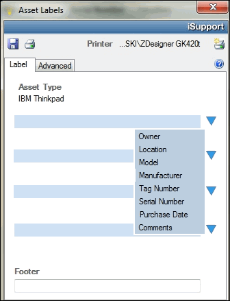 Blank Asset Labels dialog