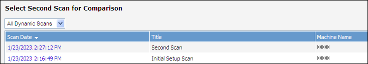 Second Scan for Comparison dialog