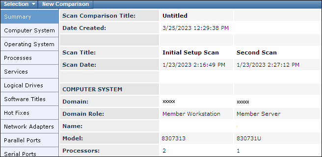 Scan Comparison Example