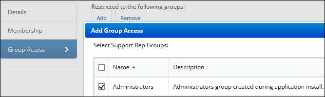 CMDB Group Access Tab