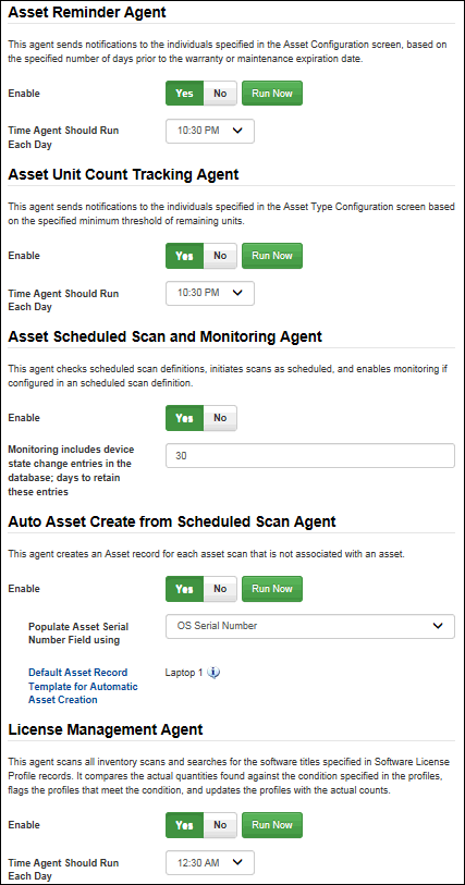 Agents Asset Tab