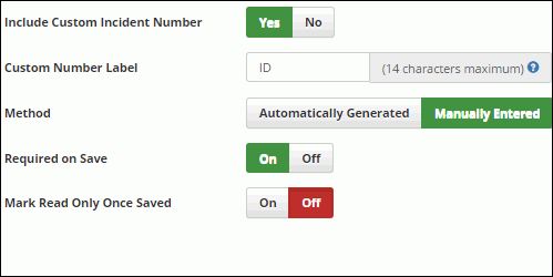 Manually Entered Custom Number Configuration