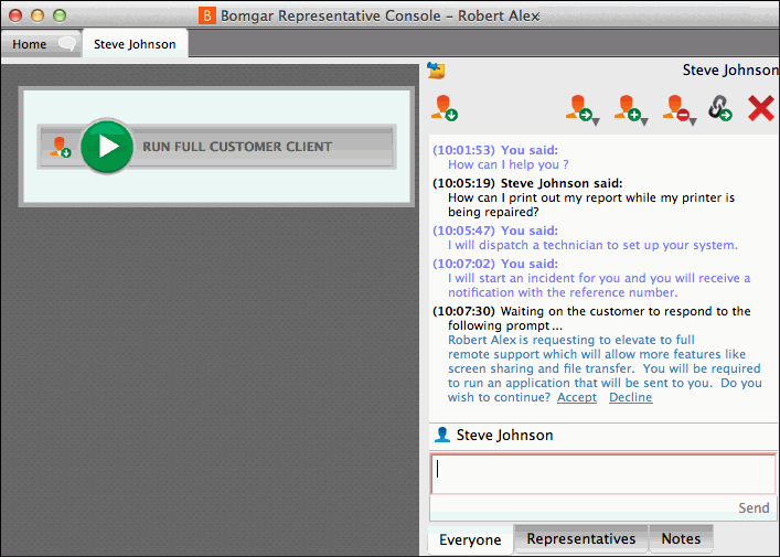 Using Bomgar Chat and Remote Control Functionality
