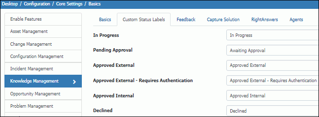 Knowledge Custom Status Labels