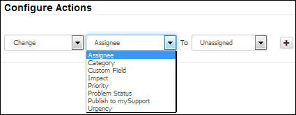 Problem Change Action Dropdown