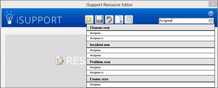 Resource Editor Search Field