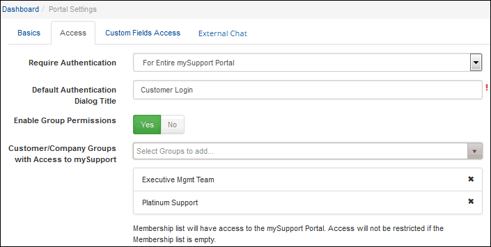 Social Client Access Tab